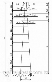 Переходные опоры напряжением 220-330 кВ типа ПП 220, ПП 330